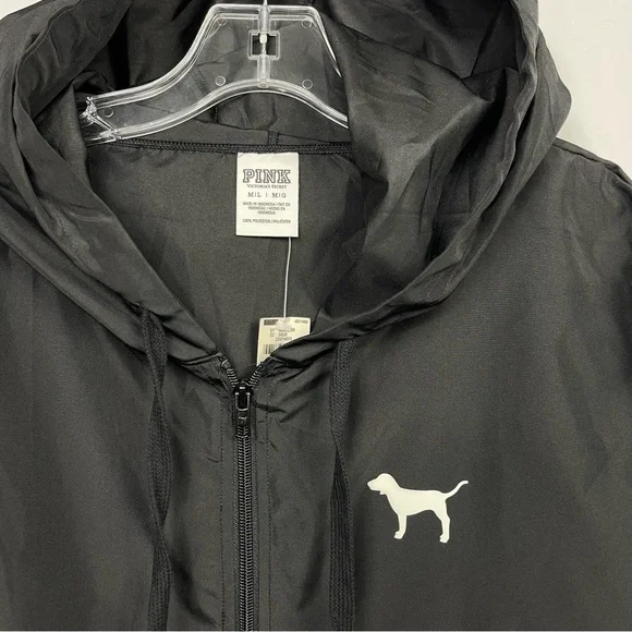 Pink Victoria's Secret Anorak Raincoat Pullover Windbreaker Rain Jacket Hoodie L - Picture 7 of 10